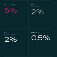 Wirkstoffe Regenerationsserum Nacht: Niacinamid 5 %, TXA 2 %, Ethyl-C 2 %, Bakuchiol 0,5 %